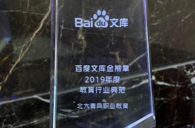 实力品牌!北大青鸟荣获百度知识峰会“2019年度教育行业典范”
